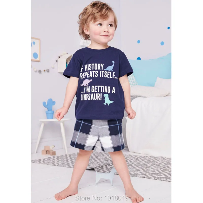 Новинка 2019 года, комплект одежды для маленьких мальчиков, качественный 100% хлопок, детская одежда для малышей, комплект одежды с короткими