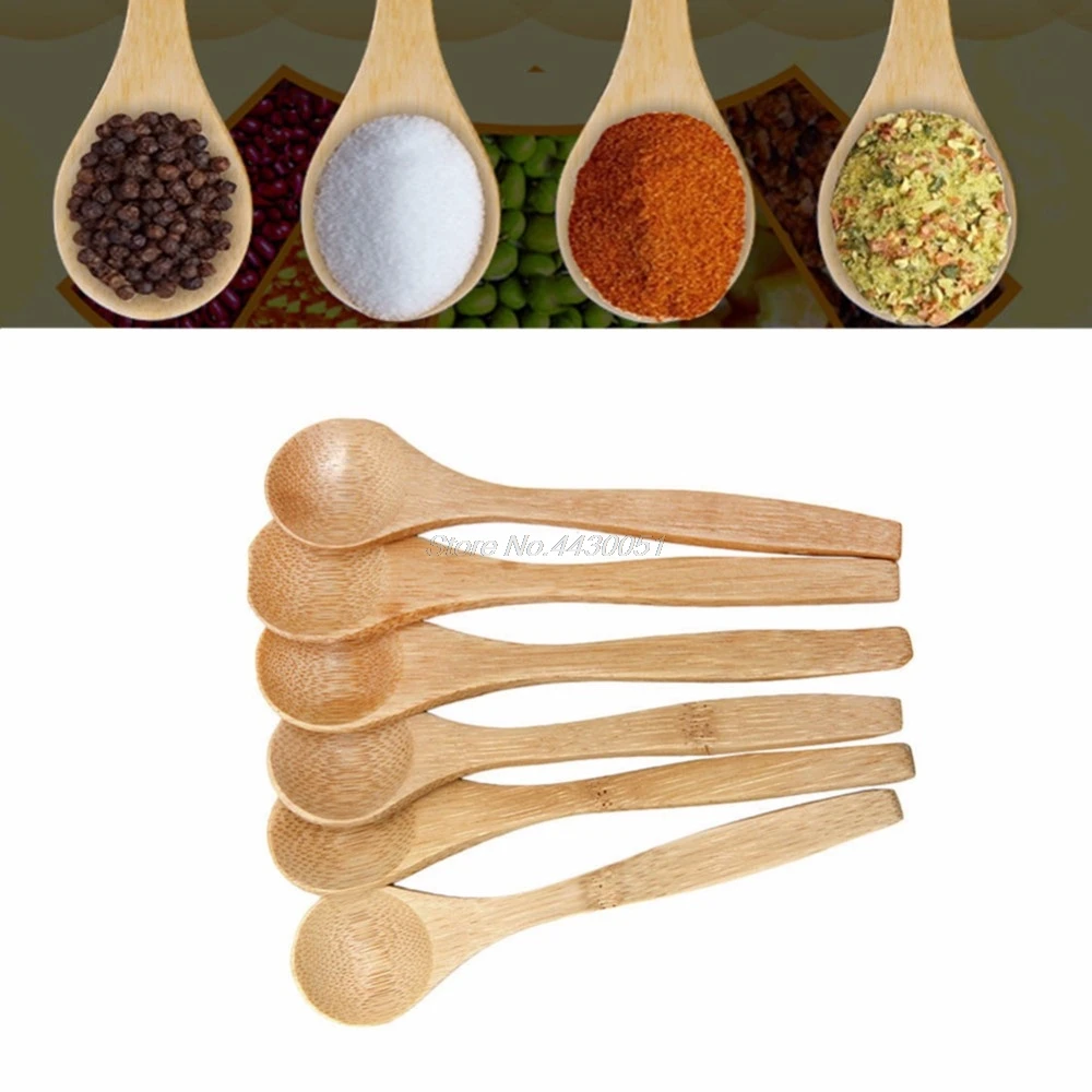 6 Pcs Set Bamboo Wooden Utensil Kitchen Cooking Tools Spoon Spatula Mixing New