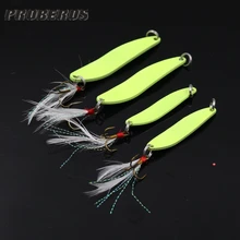1pcs 5g 7g 9g 13g Fluorescence Fishing Spoon Luminous Matel Shell Lure Sea/Laker Bait For Winter Ocean River Fishing Accessories