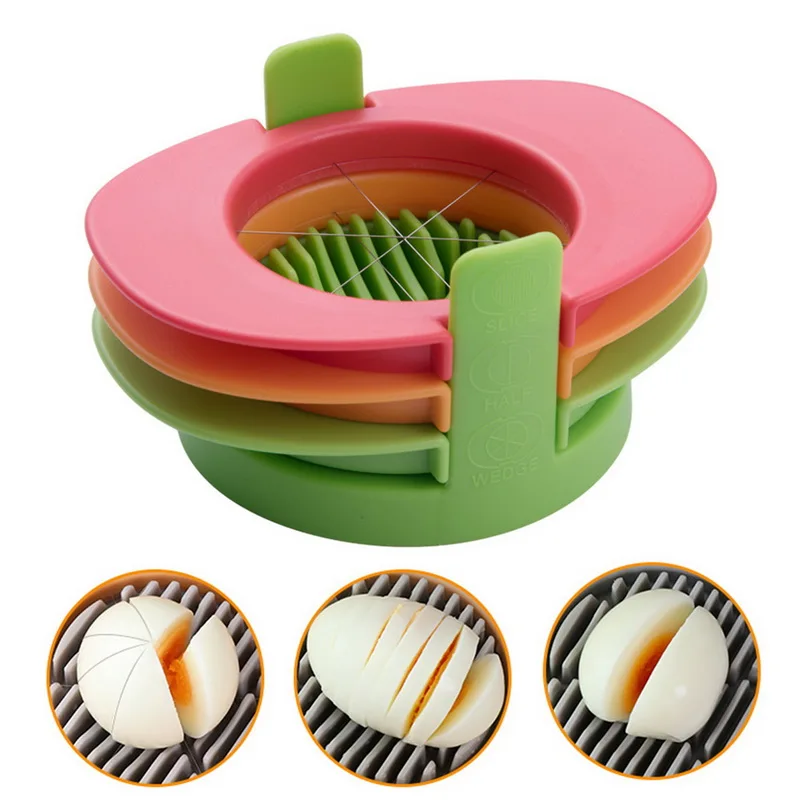 3 In 1 Egg Slicers Stainless Steel Wire Egg Cutter Splitter Dividers Preserved Kitchen Gadgets Multifunction Boiled Egg Divider - Цвет: red 1