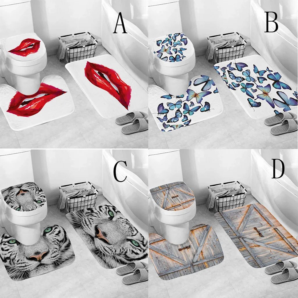 

3pcs Bath Mat Set Water Bathroom Carpet Rug Bathroom Mat Home Living Room Kitchen Door Floor Mat for Carpet Doormats 19June10