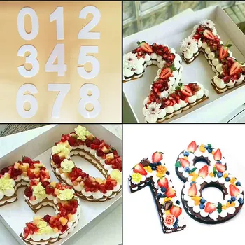 

9Pcs/Set Large Number Mold 0-9 Numbers Wedding Birthday Anniversary Cake Pans for Fillings Layered Baking Cakes