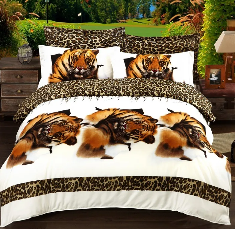 3D Tiger Bedding sets quilt duvet cover set bed in a bag sheet spread