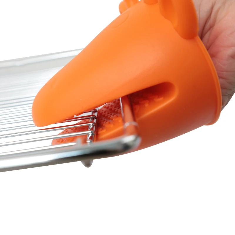 

1 Kitchen Silicone Heat Resistant Gloves Clips Orange Insulation Non Stick Anti-slip Pot Holder Clip Cooking Baking Oven Mitts