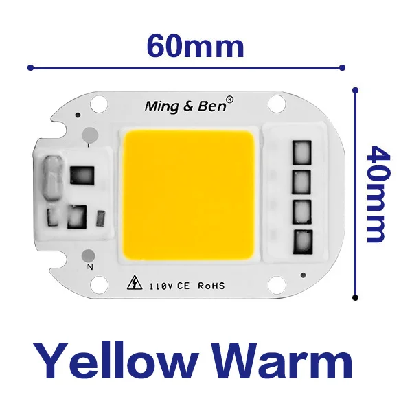 5 шт./лот 20 Вт 30 Вт 50 Вт светодиодный чип COB AC 220 В 110 в смарт-чип IC для Светодиодный прожектор Прожектор синий день белый зеленый красный желтый теплый - Испускаемый цвет: Yellow Warm
