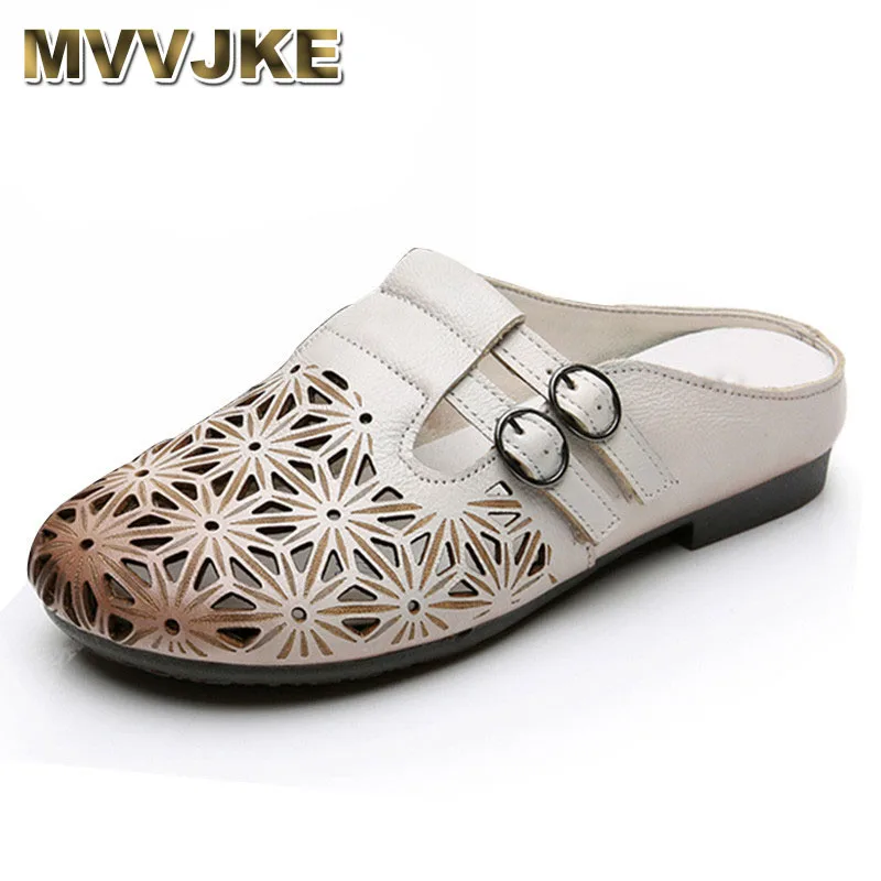 

MVVJKE Mixed Colors Women Slippers Genuine Leather Summer Female Sandals Casual Gladiator Ladies Sandals