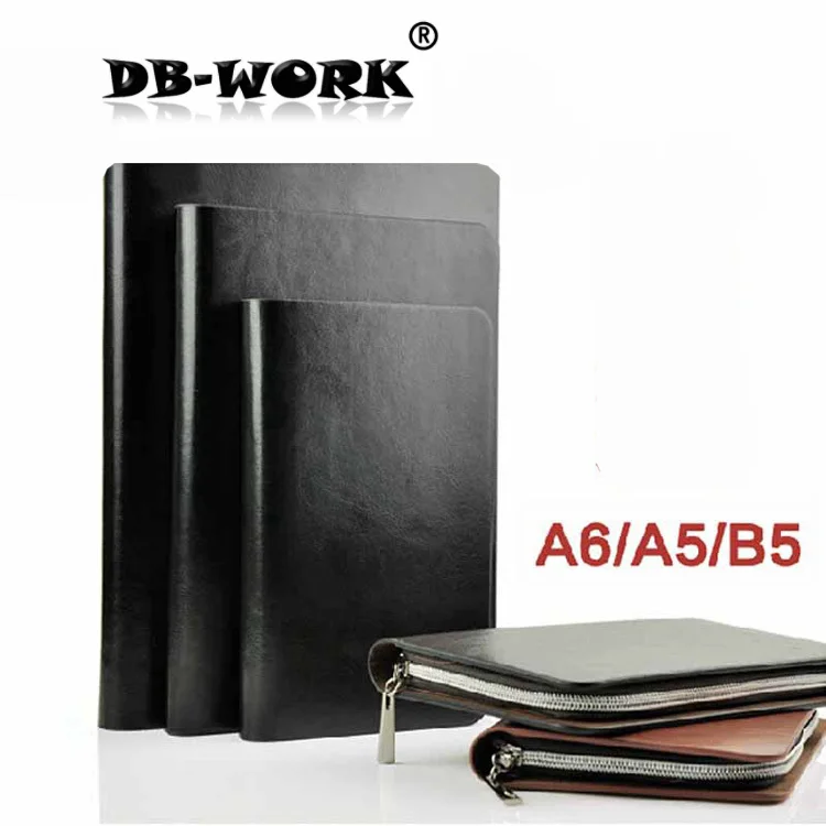

2019 Business zipper wallet type imitation leather notebook manager clip book loose-leaf notebooks