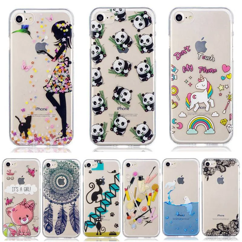 

12 styles TPU IMD Case for coque Apple iPhone 7 soft Silicone cartoon Painted Cases Cover for Apple iPhone 8 phone shell