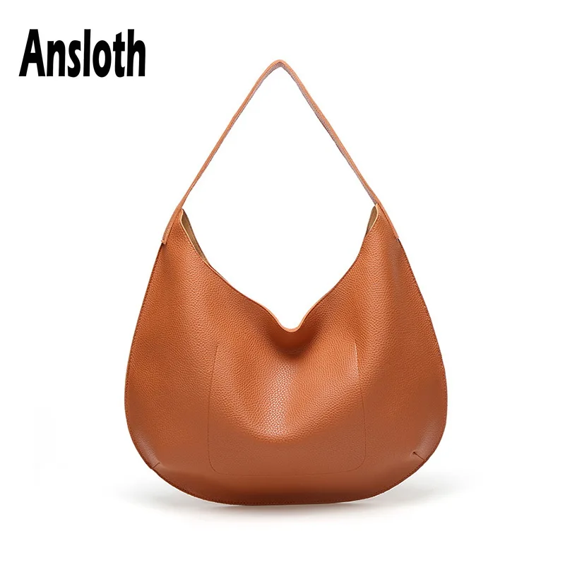 

Ansloth High Quality Solid Color Handbags For Women Luxury Shoulder Bags PU Leather Messenger Bags Female Top-handle Bags HPS467