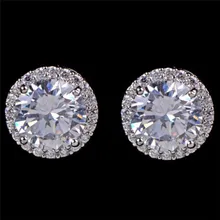 Классический дизайн, круглые серьги-гвоздики с кубическим цирконием для женщин, женские высококачественные серьги для вечеринок, 1 пара