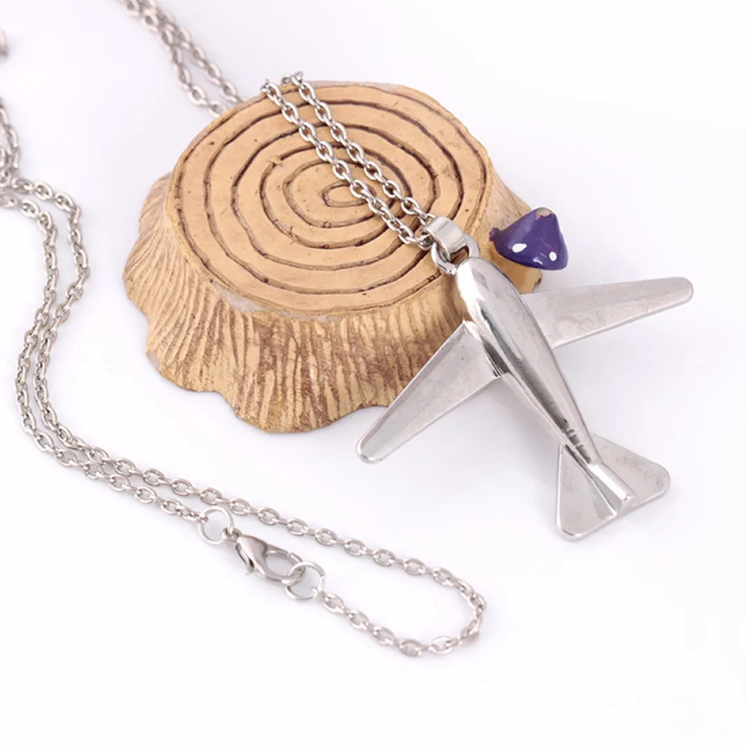 Hip Hop Unisex Gold/Silver Long Sweater Chain Plane Chic Airplane Aircraft Pendant Necklace Charms Punk Jewelry Accessories Gift