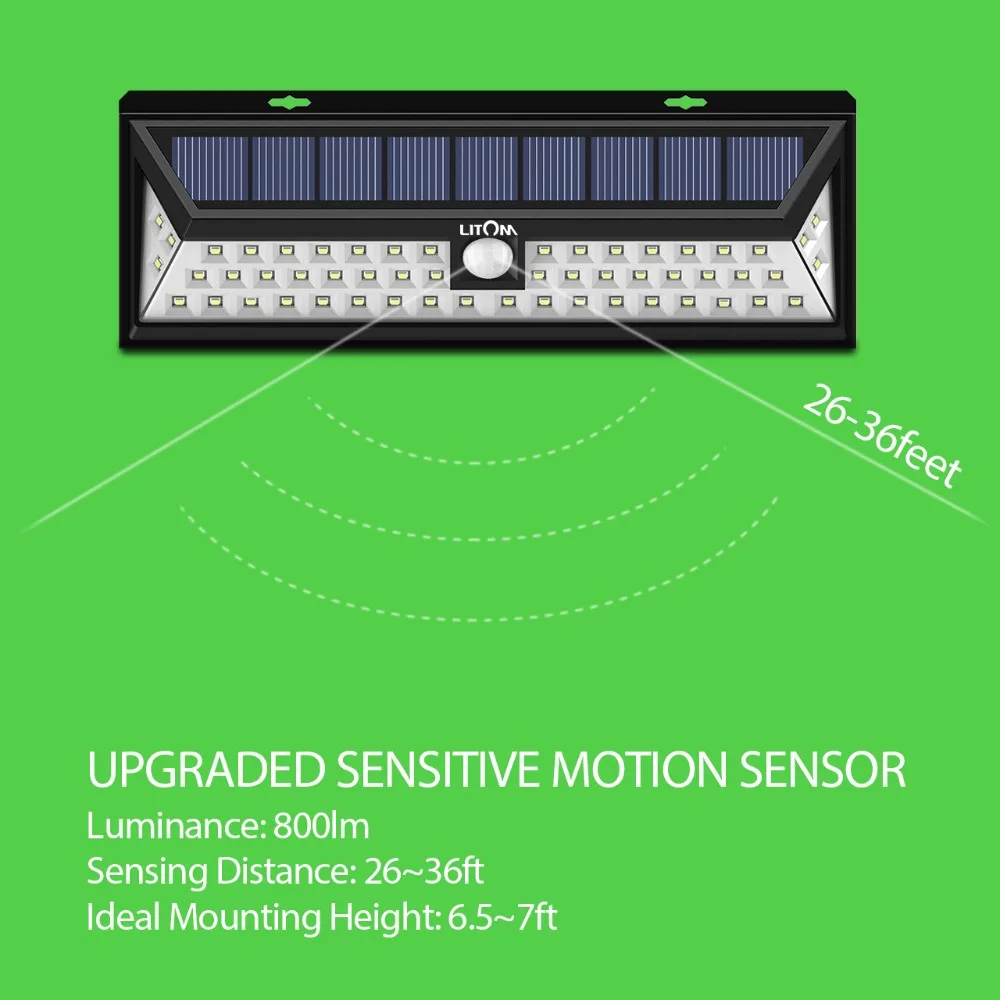 2 шт. в упаковке, LITOM 54 светодиодный настенный светильник на солнечной батарее, уличный супер яркий широкоугольный светильник безопасности, водонепроницаемый светильник Solaire Exterieur