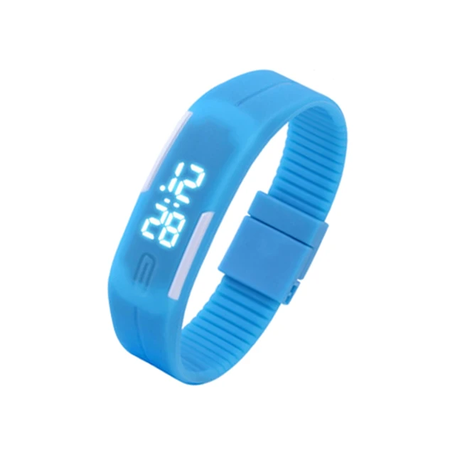Sports Silicone Rubber White LED Digital Watch Bracelet Men Women Lake Blue Sports Silicone Rubber White LED Digital Watch Bracelet Men Women Lake Blue