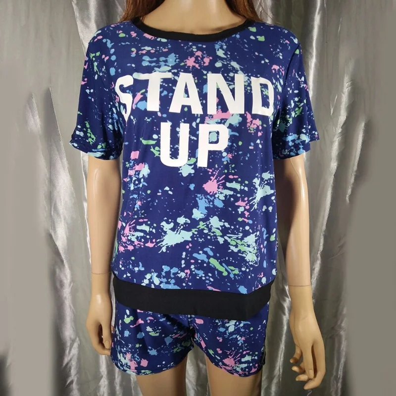 Женский Камуфляжный комплект из 2 предметов футболка с коротким рукавом и шорты