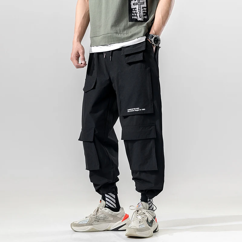 LAPPSTER Японская уличная одежда брюки карго мужские мужские хип-хоп штаны для бега мужские черные комбинезоны с карманами модные спортивные штаны - Цвет: Black