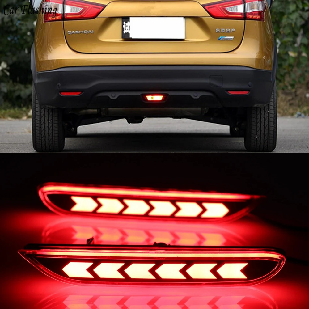 

2PCS Multi-function Car LED Reflector Lamp Rear Fog Lamp Tail Rear Bumper Light Brake Light For Nissan Qashqai 2016 2017 2018