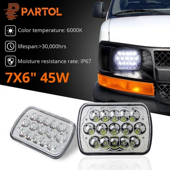 

Partol 7x6 45W H4 Led Headlights H4 hi/lo beam For H6014 H6052 H6054 6054 Off-road Trailer Various Vehicles UTV ATV Trucks Cars
