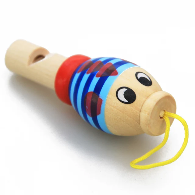 1Pc Infant Whistling Toy Wooden Random Color Toys Cartoon Animal Whistle Educational Music Instrument Toy for Baby Kids Children 4