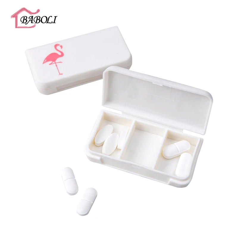 

3 Grids Medicine Tablet Storage Box White Carton Pattern Travel Home Pill Medical Drugs Container Holder Food Grade Plastic Case
