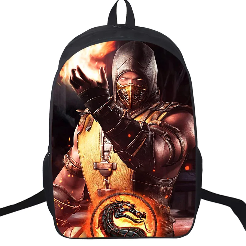 Скорпион в Mortal Kombat X Mask школьные сумки 16 дюймов для студентов мальчиков девочек Школьный рюкзак детский дорожный рюкзак подарок