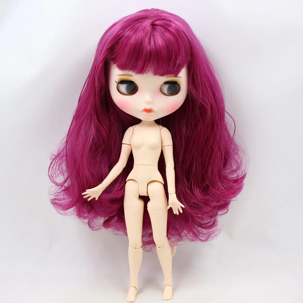 ICY Nude Blyth кукла No. BL1291 фиолетовые волосы резные губы матовые индивидуальные лица с бровей сустава тела 1/6 bjd