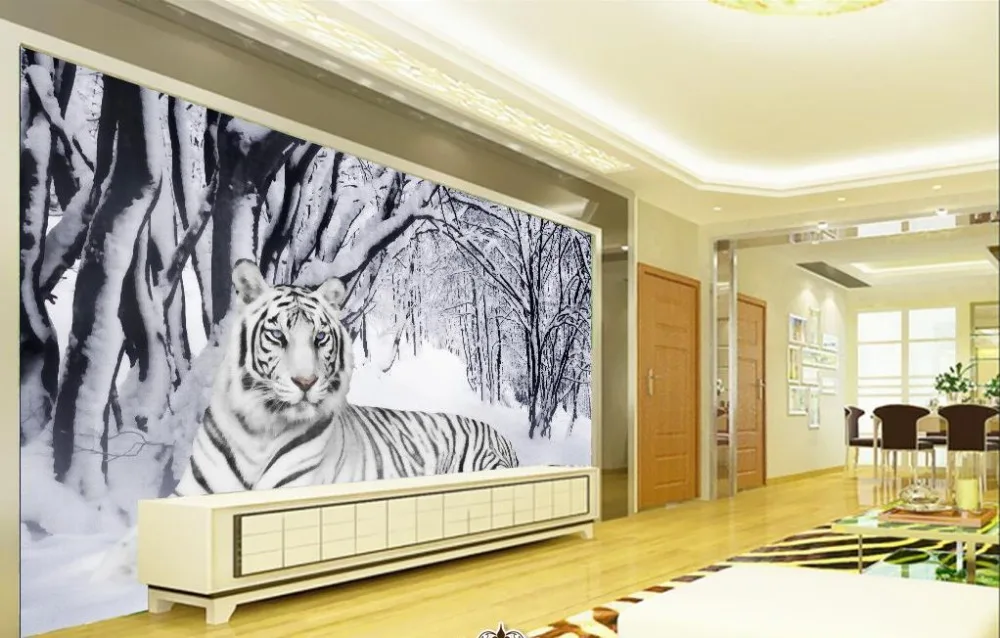 Individuelle Fototapeten Schnee Tiger Grosse 3d Wallpaper Hintergrundbild Das Wohnzimmer Tv Hintergrund 3d Wandbild Tapete Background Wallpaper 3d Wallpaperphoto Wallpaper Aliexpress