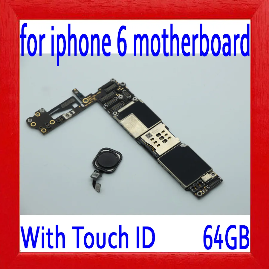 

64gb Black for iphone 6 4.7inch Motherboard with Touch ID,100% Original unlocked for iphone 6 Logic boards with IOS System