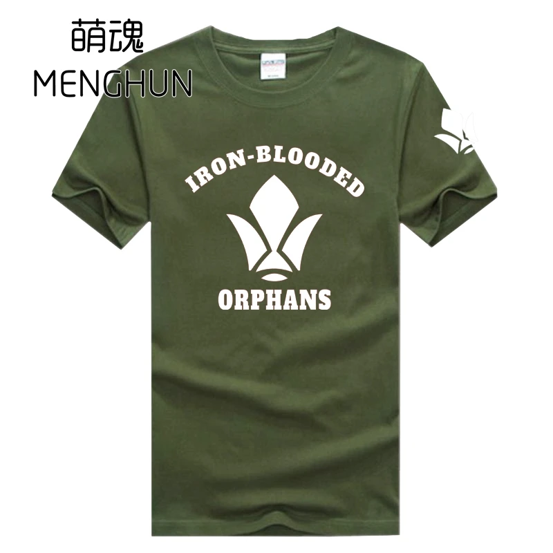 

Gundam Iron blooded Orphans Tekkadan logo printing cotton t shirts Game t shirts Tekkadan army green t shirts