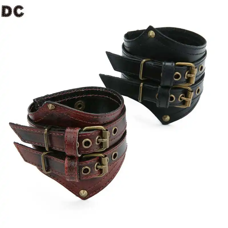 

DC Men Bracelet Fashion Punk Wide Pure Leather Bracelets For Men Charming Unique Men Jewelry Wrist Trinkets Personality Bangles