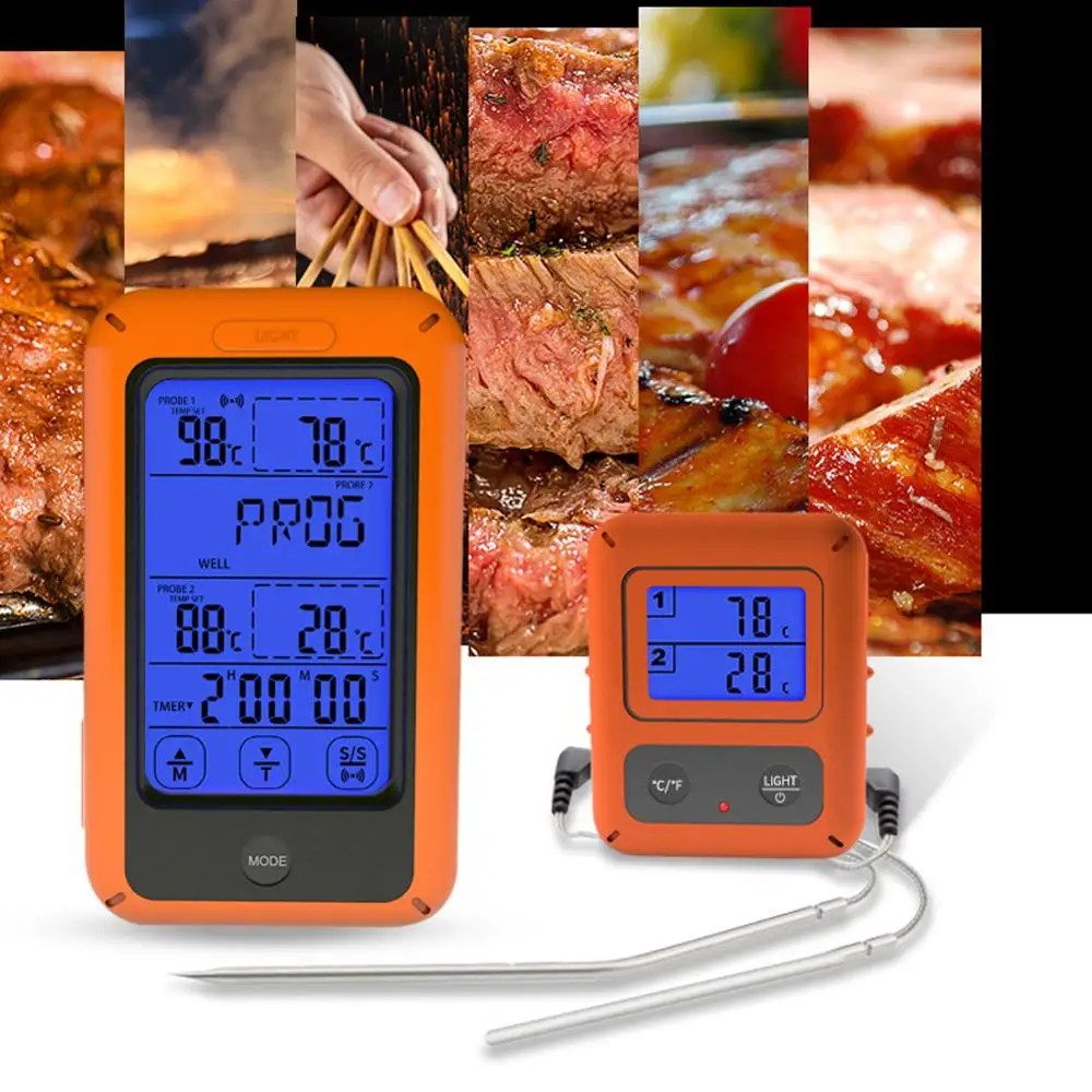 Pokich Wireless BBQ Thermometer Dual Probe Digital Cooking Meat Food Oven Thermometer for Grilling Kitchen Tool Pokich Wireless BBQ Thermometer Dual Probe Digital Cooking Meat Food Oven Thermometer for Grilling Kitchen Tool