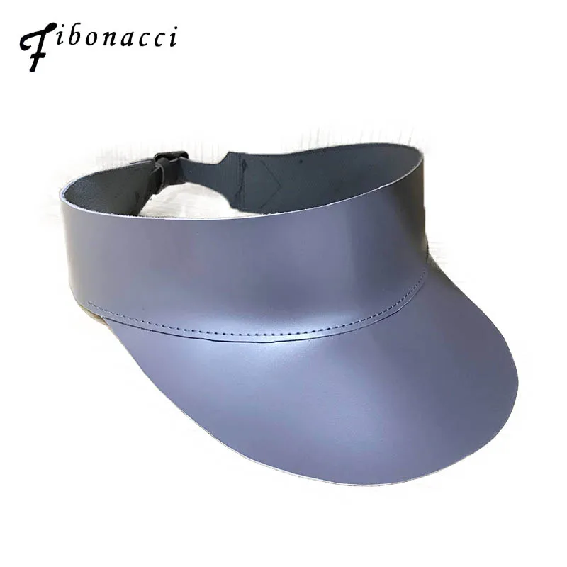 

Fibonacci 2019 New hot fashion shade empty top beach PU hats female summer sunscreen women sun hat