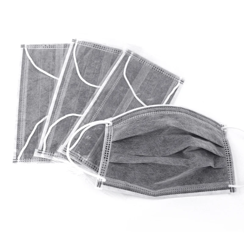 

100 Pcs Masks Four Layer Activated Carbon Surgical Earloop Medical Disposable Mask Filters for Work Home