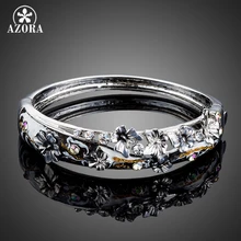 Diseño Único de La Mariposa AZORA Stellux Cristal Austriaco Negro Pintura Al Óleo Patrón Bangle Bracelet TB0075