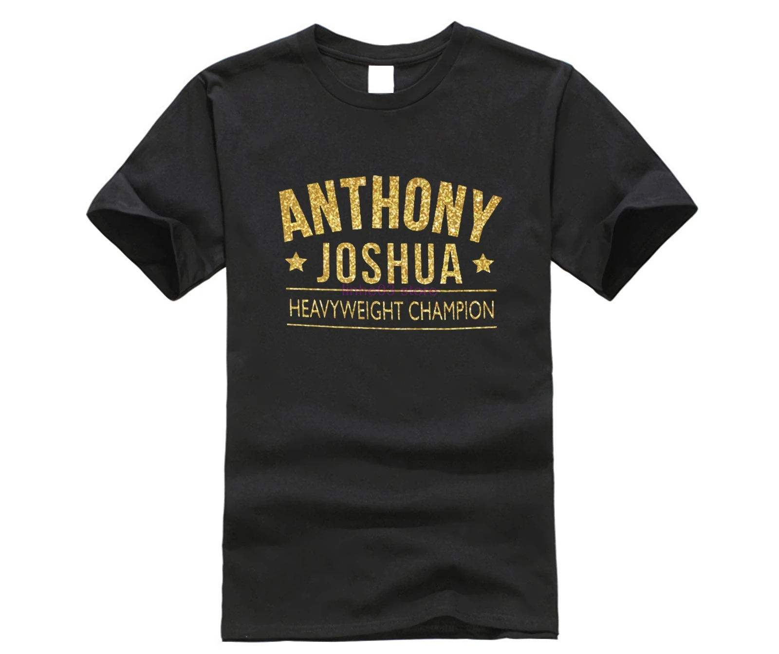 

Mens Anthony Joshua Heavy weight Champ Glitter Gold Vinyl Loose Fitted T Shirt