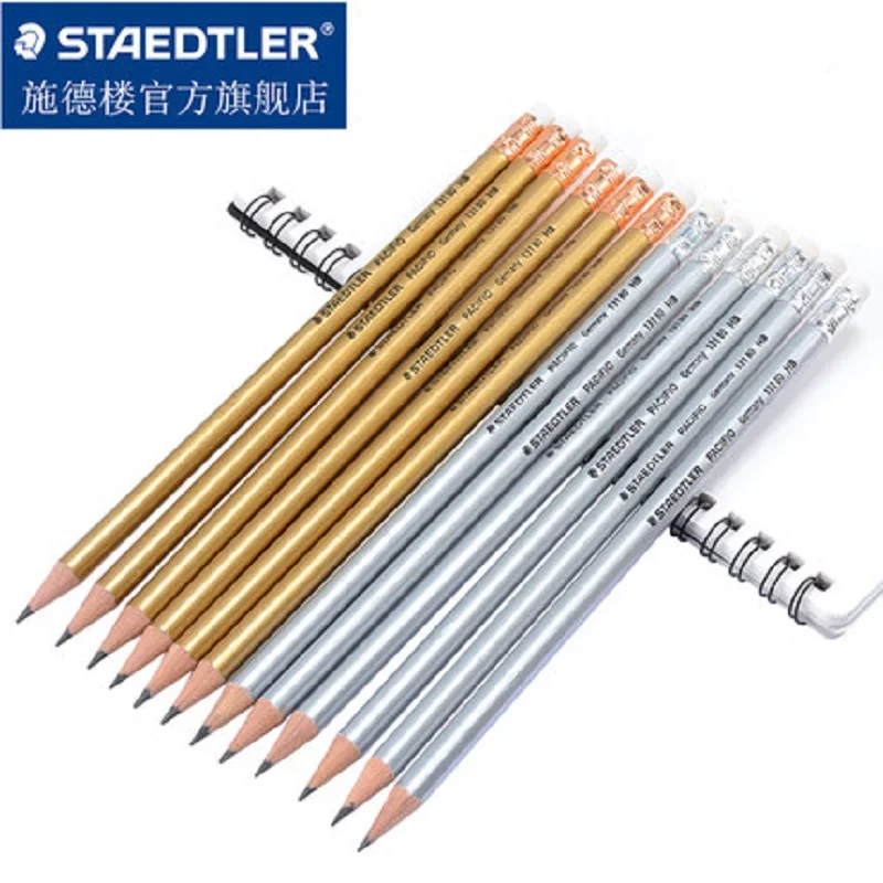 

Staedtler Gold & Silver Rod with Rubber Head HB Student Pencil Office Pencil with Eraser 12pcs/lot