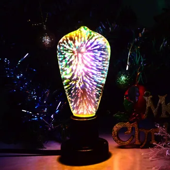 

E27 LED Filament Bulb 3D Fireworks Effect Ampoule LED E27 Vintage Antique Retro Edison Lampada ST64 G95 LED Diode Novelty Lamp
