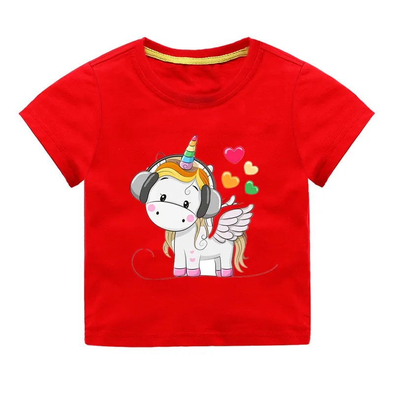 New Arrivals 2019 Summer Children's Cartoon Unicorn DMDM PIG Girl T-Shirt Vest Cotton Print Heat transfer | Детская одежда и