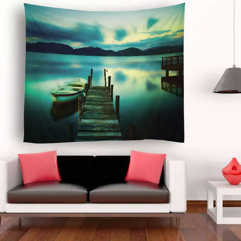 

World Map Scenery Printed Macrame Wall Hanging Tapestry Boho Decorative Wall Tapestry Carpet Beach Towel Rectangle Tablecloth