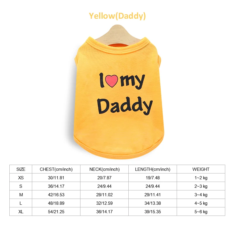 Daddy-Yellow Pet Одежда с принтом в виде собак для малых и средних собак Летний дышащий жилет Чихуахуа Тедди Йорки рубашка для щенка пижамы кошка Костюмы - Цвет: Daddy-Yellow