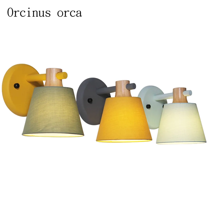 

Nordic creative personality color wall lamp living room hallway bedroom bedside lamp modern minimalist color fabric wall lamp