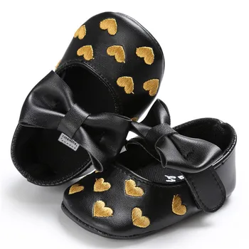 

Leather Bow Mary Jane Shoes Heart Shaped Baby Girls' Retro Princess Premium Lightweight Soft Sole Prewalkers