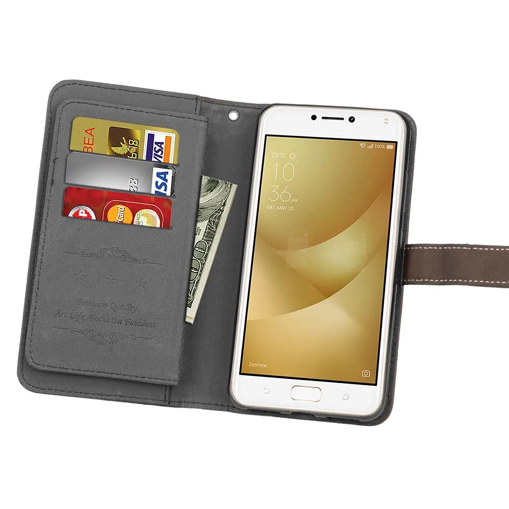 Для Asus Zenfone 4 Max ZC554KL Чехол-книжка с бумажником и подставкой, кожаный чехол-кошелек, чехол s для Asus Zenfone 4 Max ZC520KL 9 слотом для карт