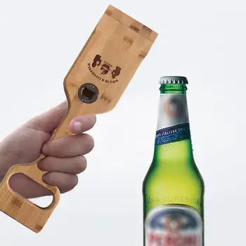

2Pcs Wooden Grill Scraper BBQ Grill Cleaner with Wine Opener Non-bristles Multi-function Safe Scrape Barbecue Turners 20E