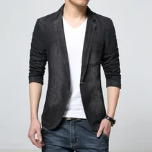 Left rom Новинка весна и осень Модный черный синий Повседневный джинсовый пиджак/мужской высококачественный Джинсовый блейзер костюм пальто