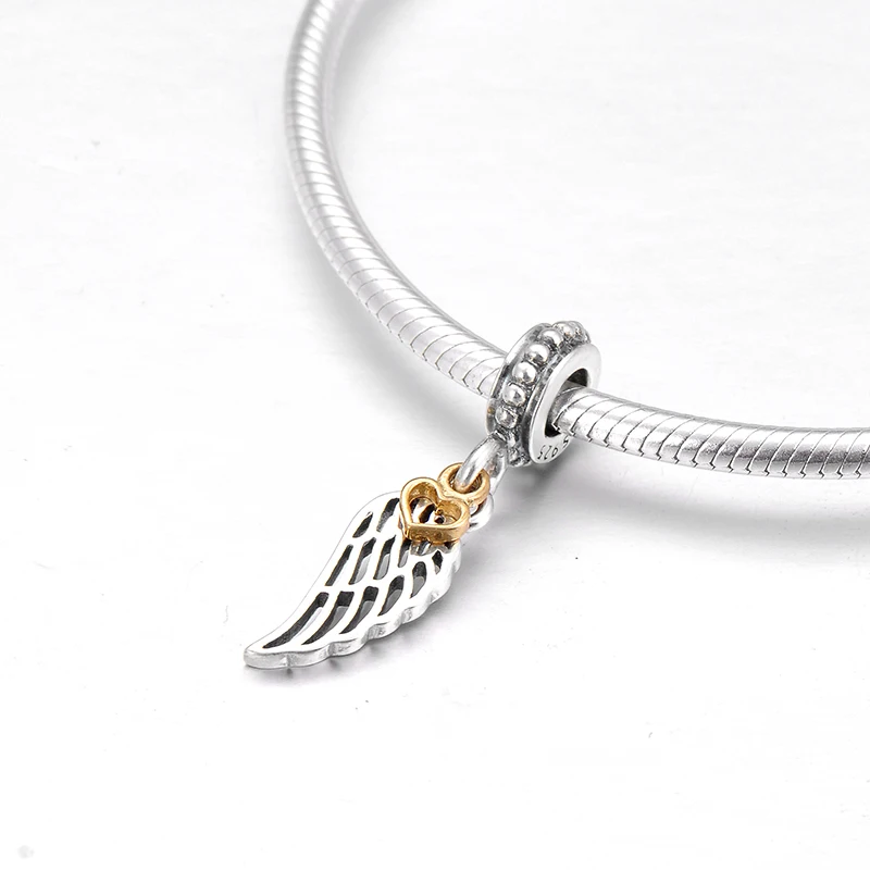 Как выдалбливают Крылья Ангела 925 стерлингового серебра изящная Подвеска бусины подходят к оригиналу Pandora Шарм браслет ювелирных изделий