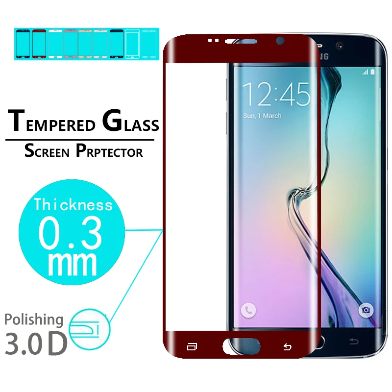 3D полное покрытие закаленное стекло пленка для Samsung Galaxy S6 Edge + полная изогнутая