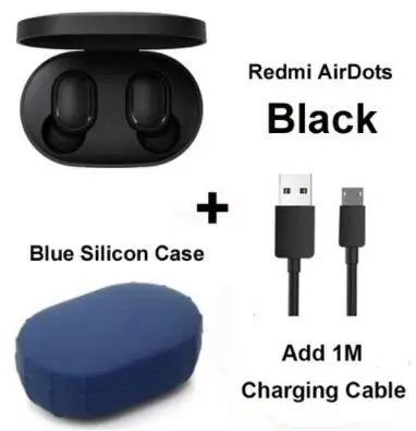 Оригинальные наушники Xiaomi Redmi AirDots, настоящие беспроводные наушники TWS 5,0, bluetooth, DSP, активное шумоподавление, Прямая поставка - Цвет: With case and cable