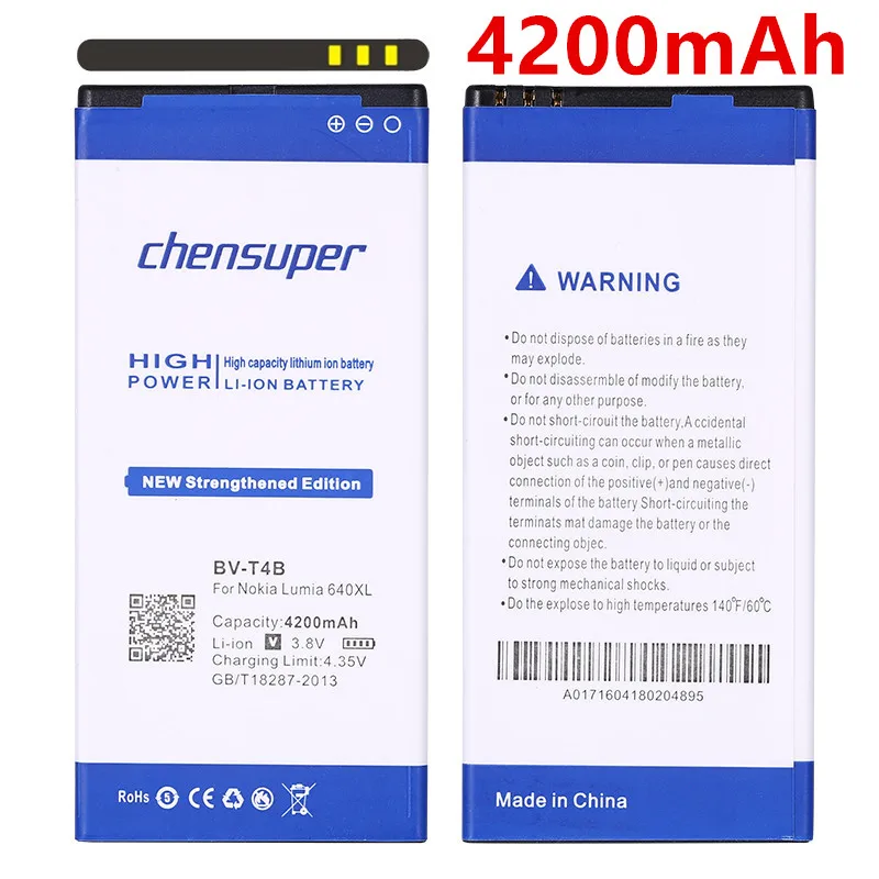 

2pcs/BV-T4B 4200mAh Battery for Nokia Microsoft Lumia 640XL RM-1096 RM-1062 RM-1063 RM-1064 RM-1066 Lumia 640 XL