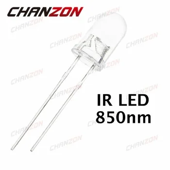 100pcs 5mm IR LED 850nm Clear Lens Infrared Diode 20mA Transparent 5 mm Through Hole Light Emitting Diode 850 nm LED Lamp