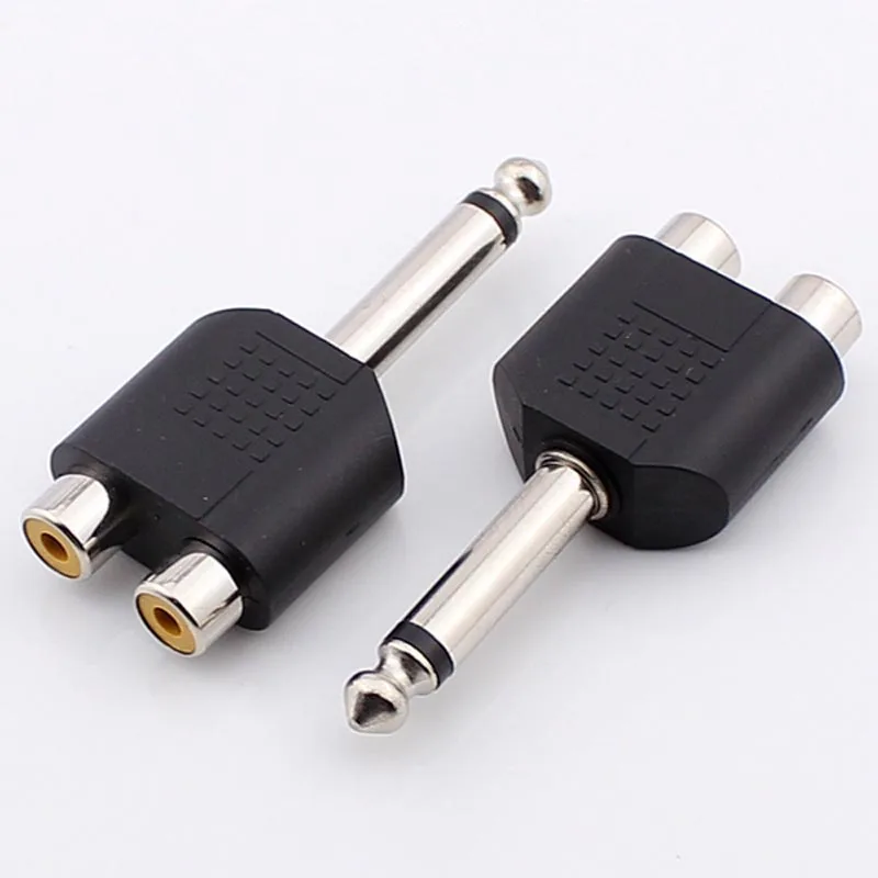 

5pcs-100pcs Jack 6.35mm Mono Male To Double RCA Female, 6.5mm Plug to AV Connector One into Two Headphone Plug